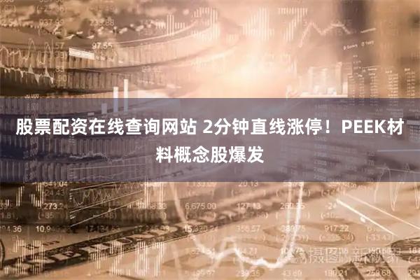 股票配资在线查询网站 2分钟直线涨停！PEEK材料概念股爆发